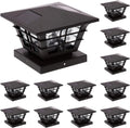 12 Pack Black Solar Powered Post Cap Light Y93948