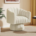 Beige Velvet Swivel Barrel Accent Sofa Chair U946