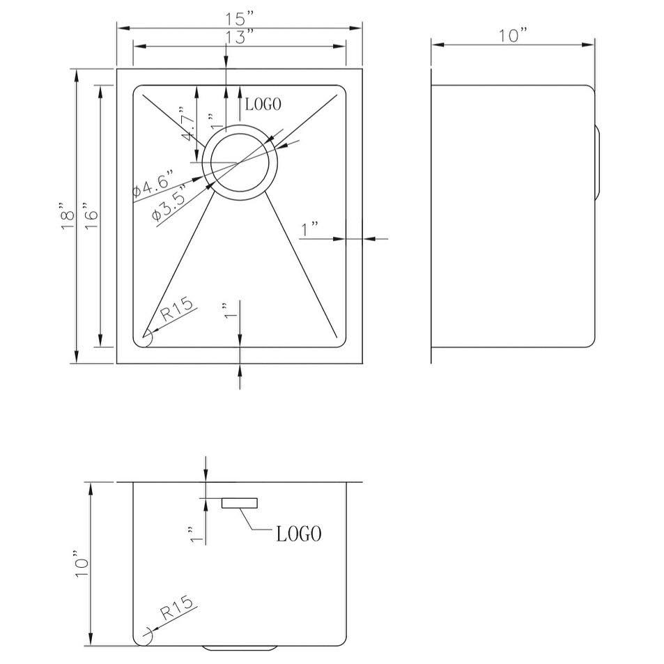 Chrome Kitchen Sink with Stainless Steel Finish X32868