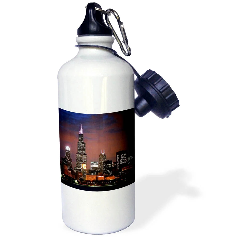 Chicago Skyline at Night 21 oz Sports Water Bottle C349
