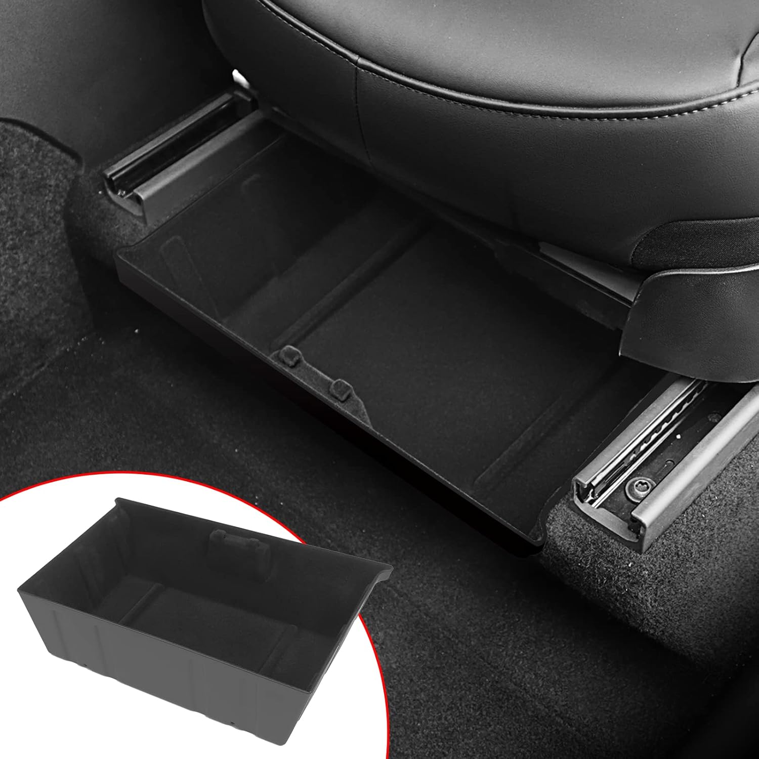 Storage Organizer Tray Under Seat Storage Boxes Rear Middle ABS Flocking Box Set of 3 A768513