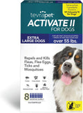 Flea and Tick Prevention for Dogs, Extra Large 55+ Lbs, 8 Monthly Doses, Clear Pack of 2 O749262