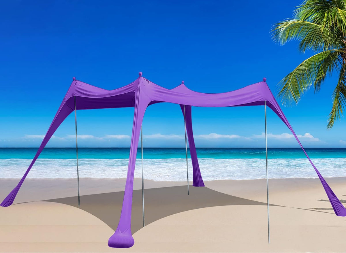 Family Beach Tent Sunshade Pop Up Sun Shelter 4 Pole with Carry Bag C975