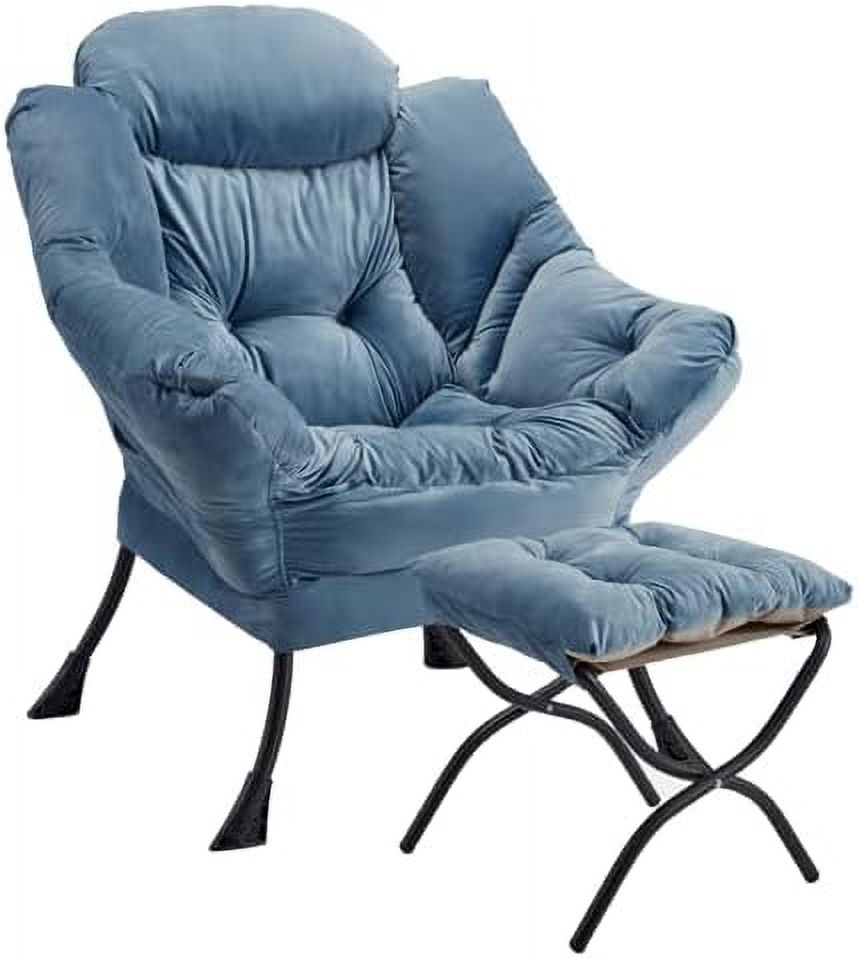 Velvet Lounge Accent Chair with Steel Frame and Side Pocket O797