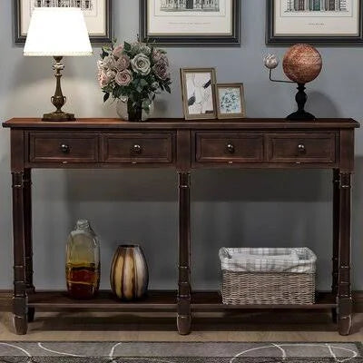 Espresso Solid Wood Console Table S982338