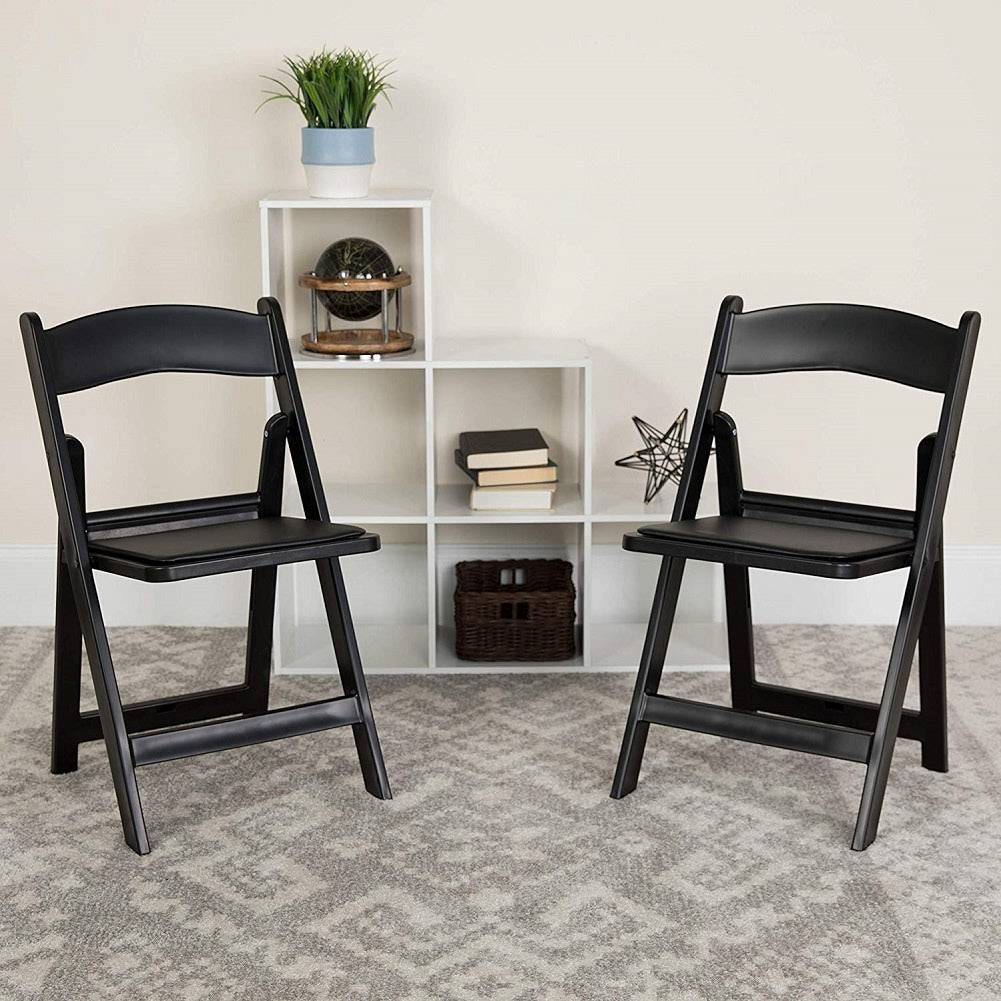 Black Resin Folding Chair with Vinyl Padded Seat S3935