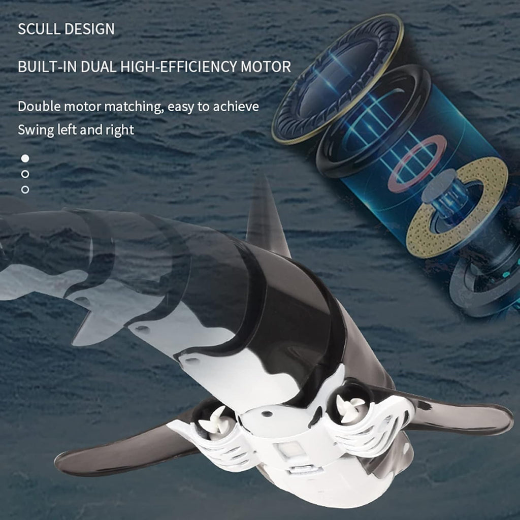 Black Shark Head Shark with LED Light Remote Control Shark Toy 1:18 Pack of 2 Y27949