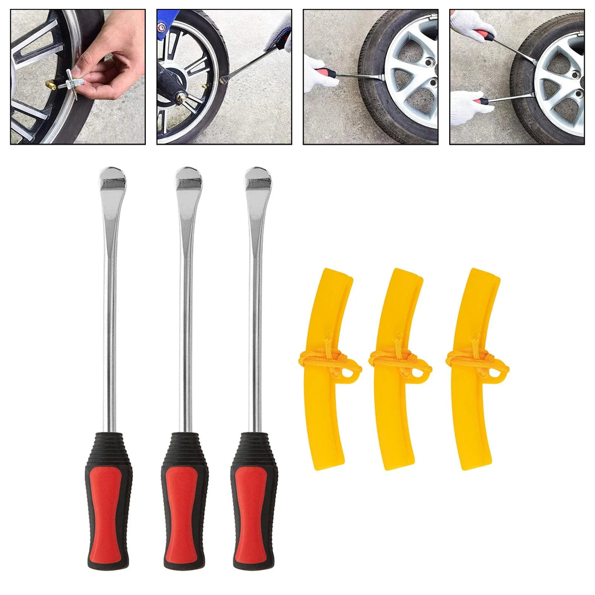 Yellow 3Pcs Tire Spoon Lever Repair Tool P311
