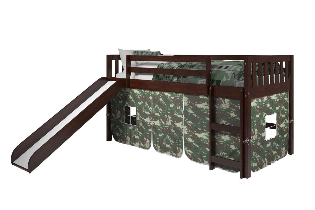Twin Low Loft Bed with Camo Tent Kit O663