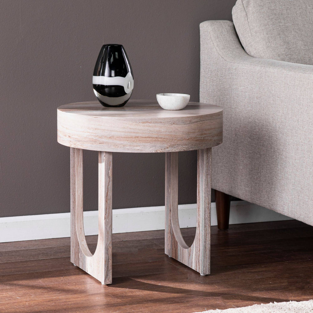 Light Brown Round End Table L47589