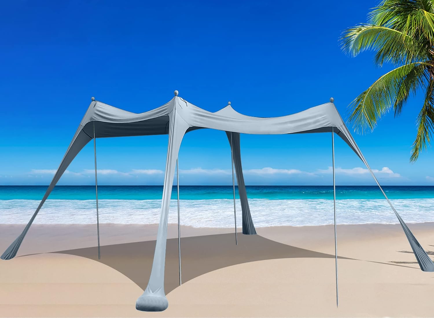 Family Beach Tent Sunshade Pop Up Sun Shelter 4 Pole with Carry Bag C975
