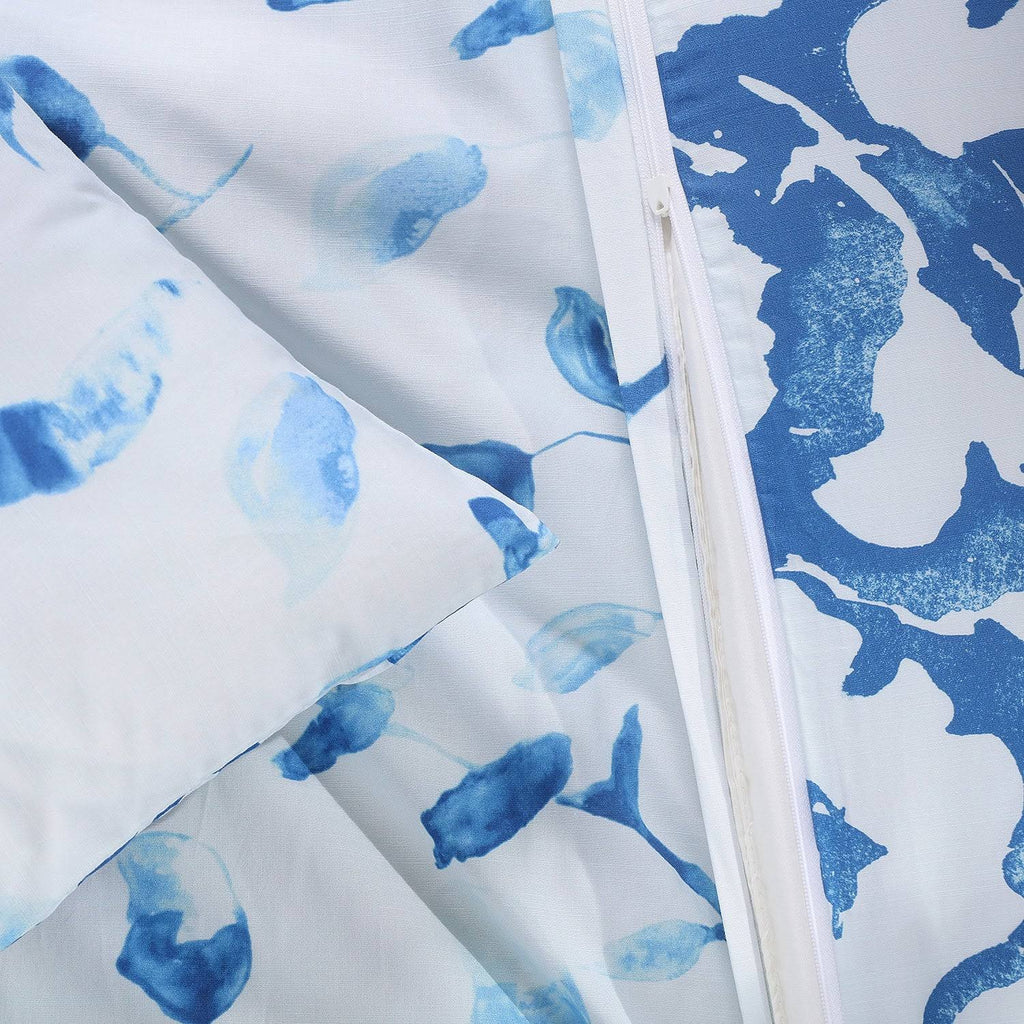 Ocean Blue Cotton Percale Reversible Duvet Cover Set W597