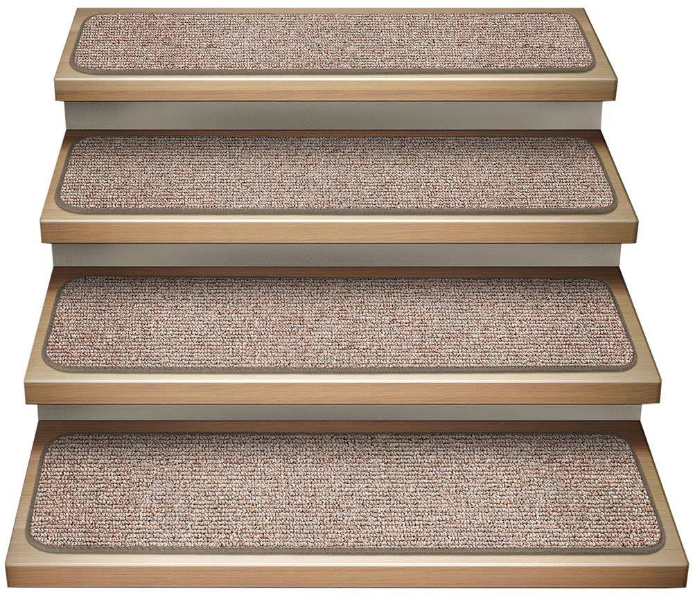 Set of 15 Attachable Carpet Stair Treads Pebble Beige 8 in. x 30 in. S5900