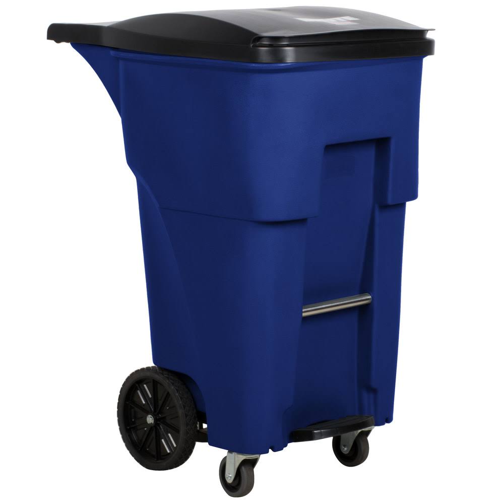 Blue Rectangular Rollout Trash Can R7016