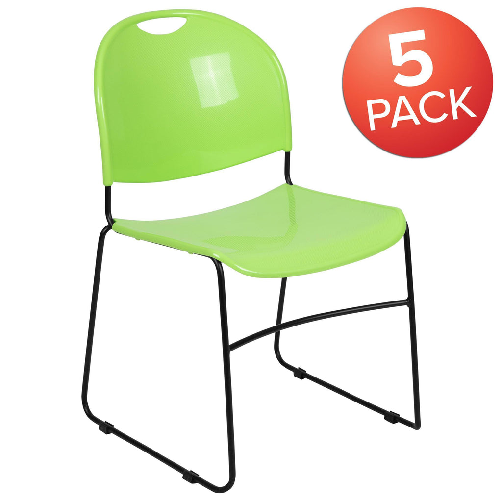 5 Pack White Ultra-Compact Stack Chair with Silver Powder Coated Frame V238576
