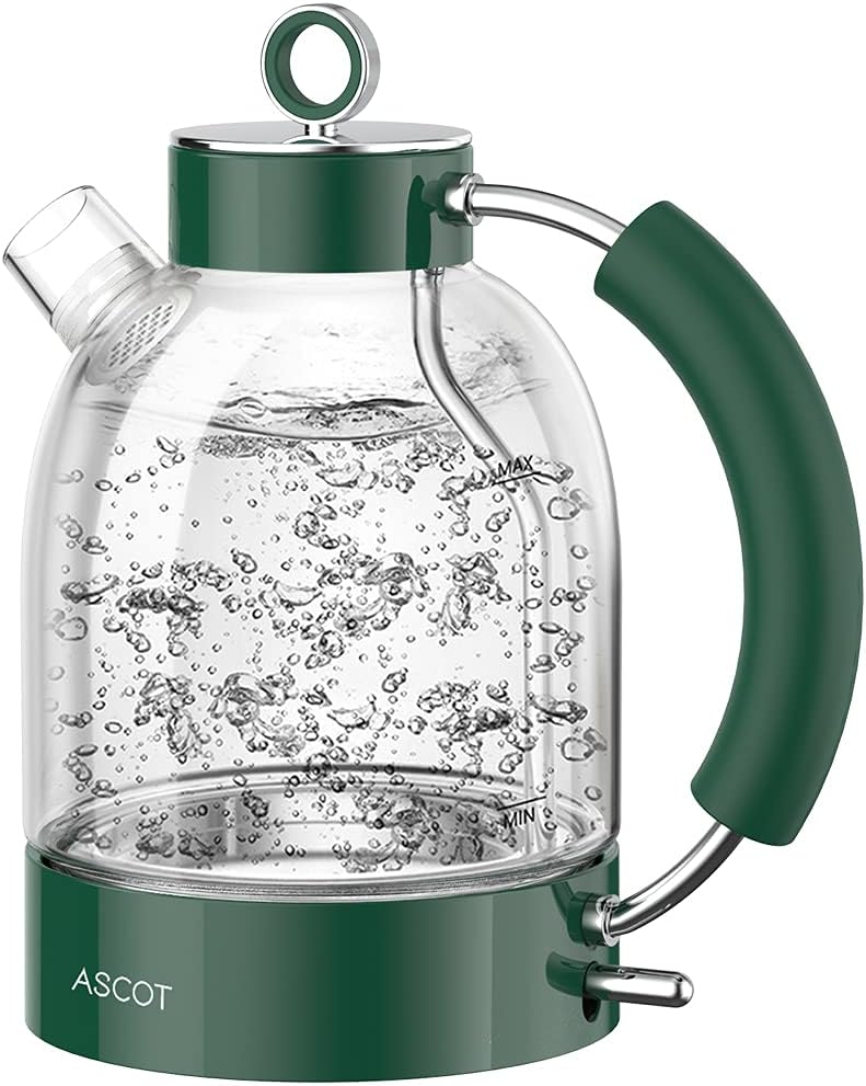 Beige Glass Electric Kettle 1.7L 1500W Cordless, Pack of 2 W564