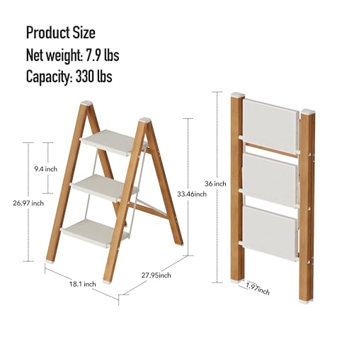 Lightweight Aluminum Folding Step Stool with Anti-Slip Pedals, 330 lbs Capacity F8321