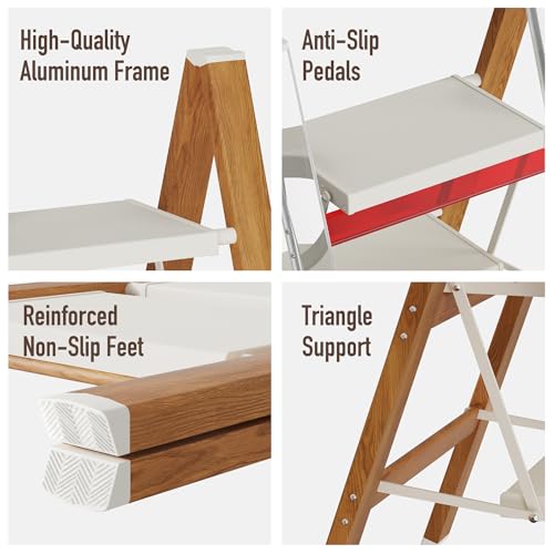 Lightweight Aluminum Folding Step Stool with Anti-Slip Pedals, 330 lbs Capacity F8321