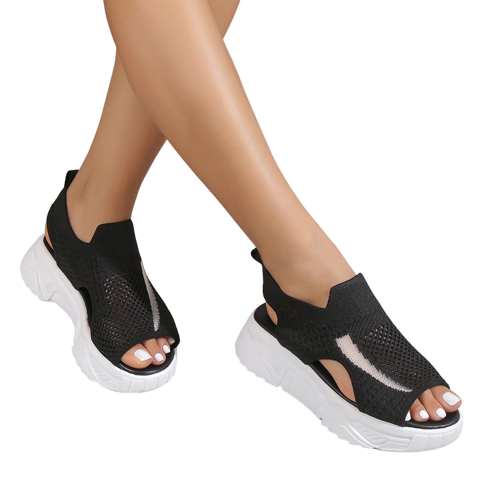 Thick Sole Wedge Fish Mouth Sandals Y315927