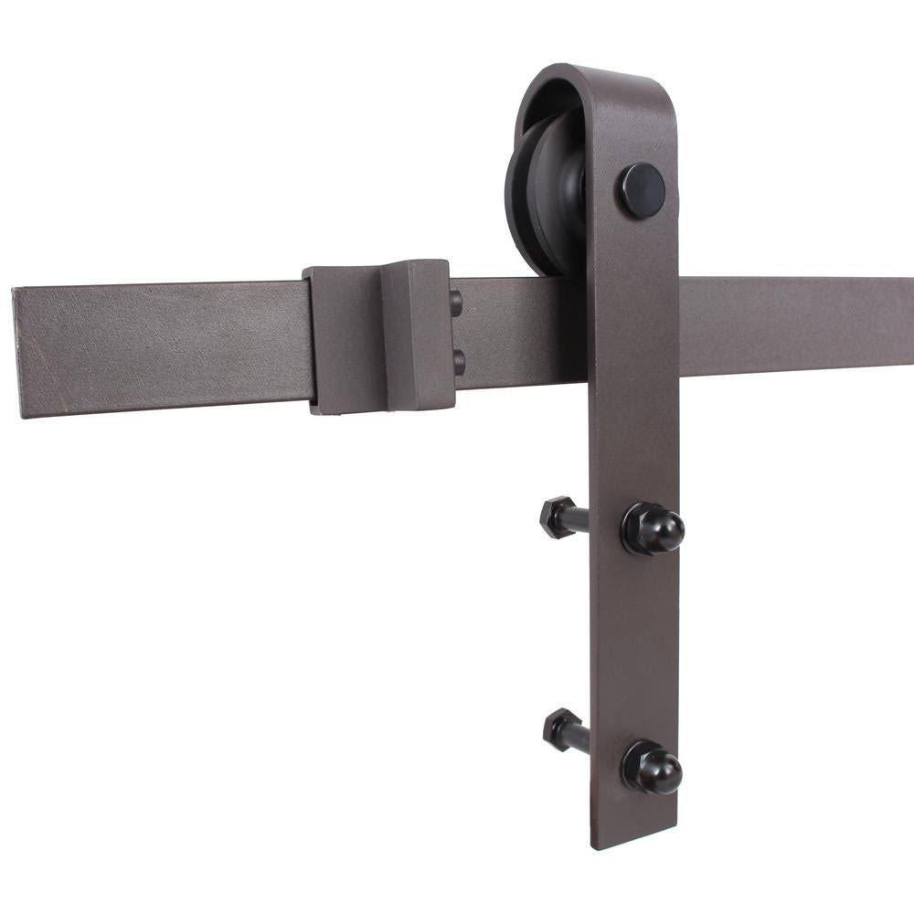 Walnut Stained Wood Interior Sliding Barn Door with Hardware Kit G882548
