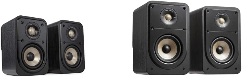 Polk Signature Elite ES10 Surround Loudspeaker - Hi-Res Audio Certified, Dolby Atmos & DTS:X Compatible, 1" Tweeter & 4" Woofer, Power Port Technology for Effortless Bass (Pair, Contemporary Walnut) O53394