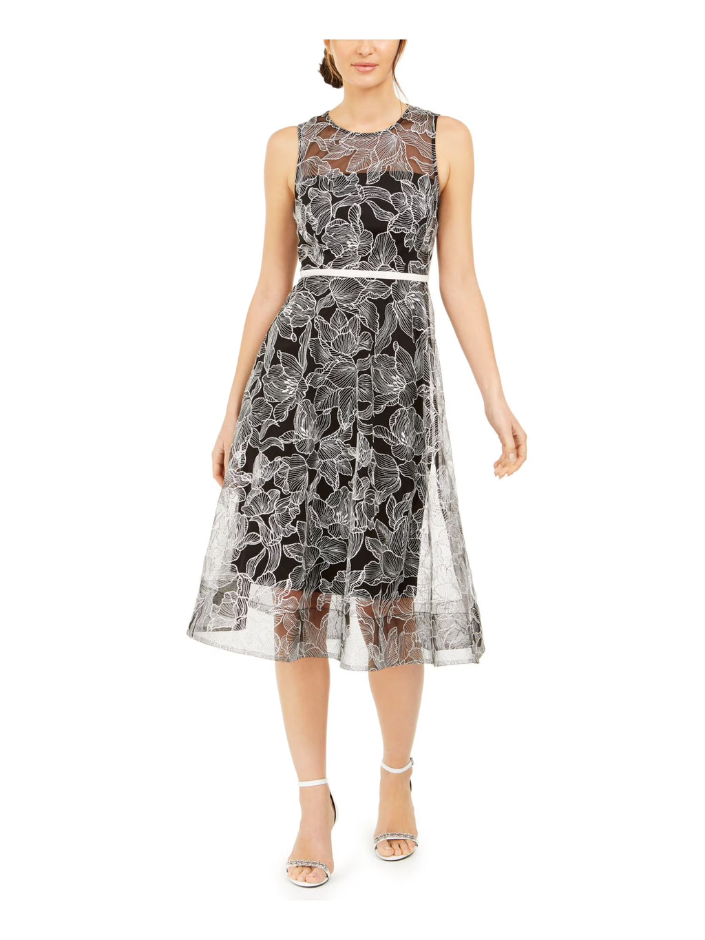 Embroidered Sheer Midi Dress G511206