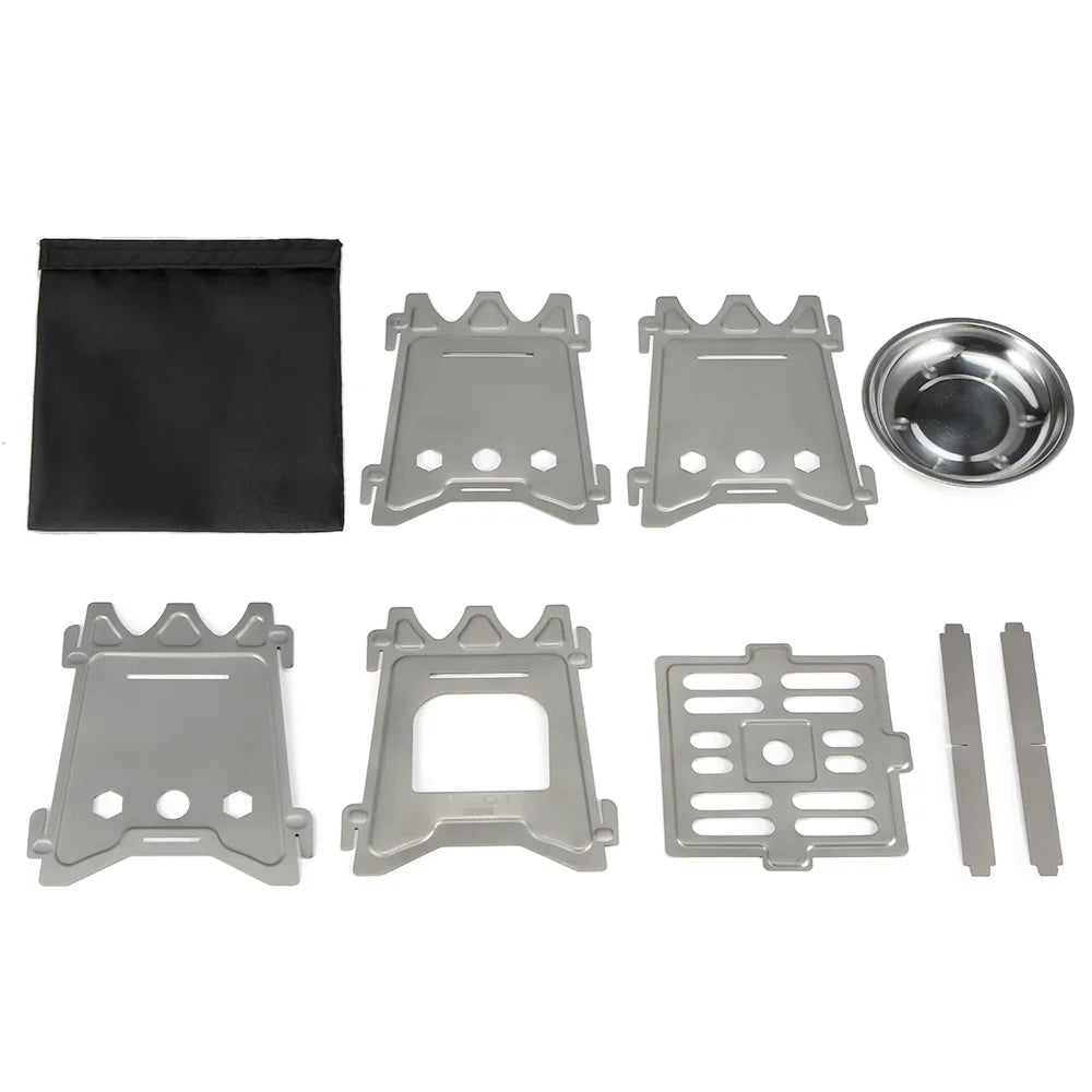 Ultralight Titanium Folding Camp Cooking Stove with Tray E410