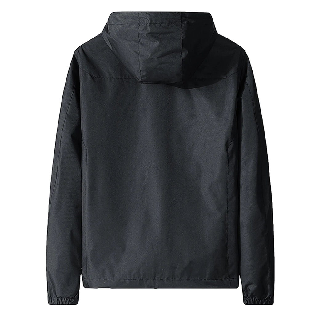 Black 4X-Large Lightweight Water Resistant Hooded Rain Jacket A58592
