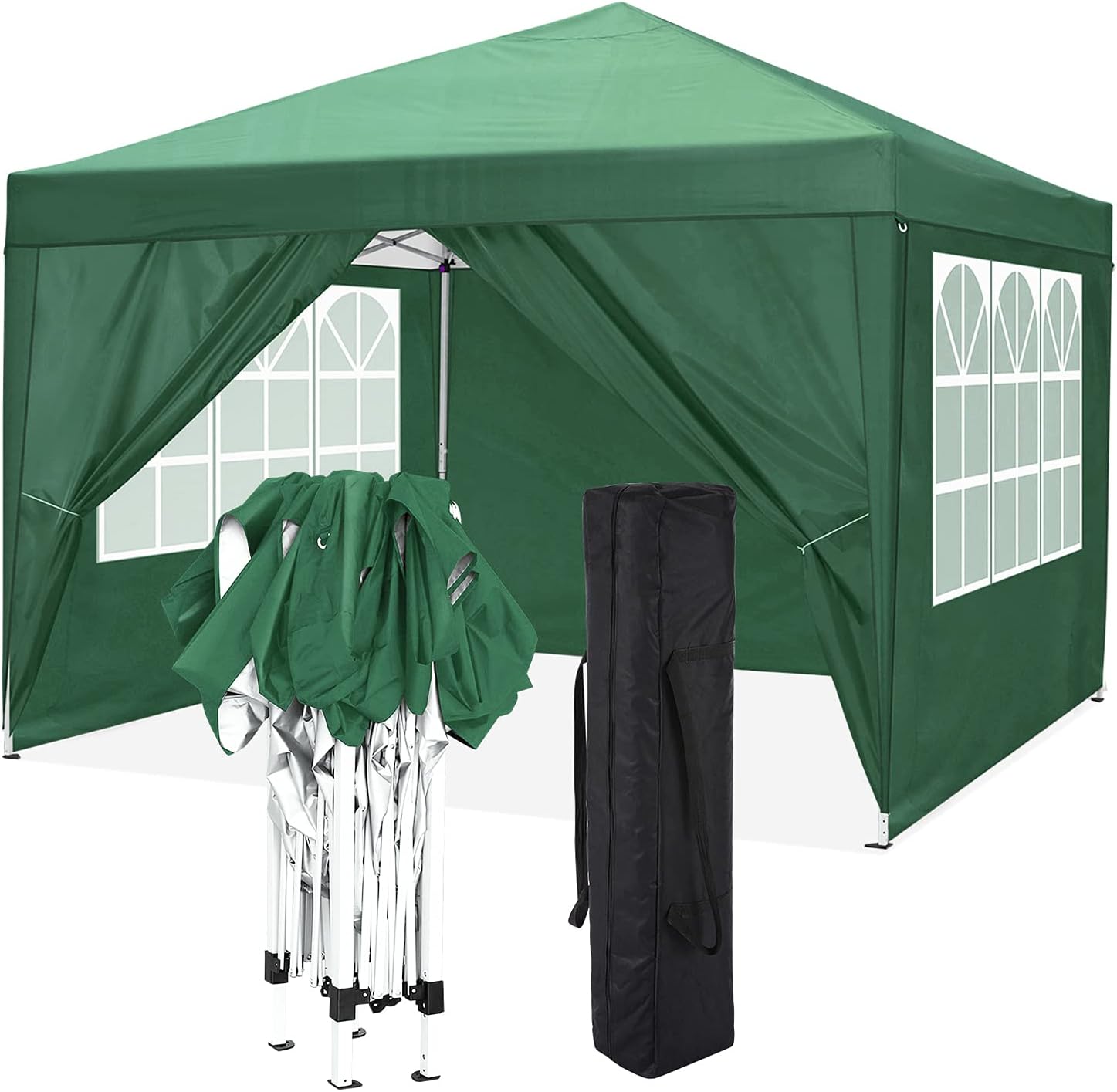 10'x10' Pop Up Commercial Instant Gazebo Tent with 4 Removable Zippered Sidewalls E606146