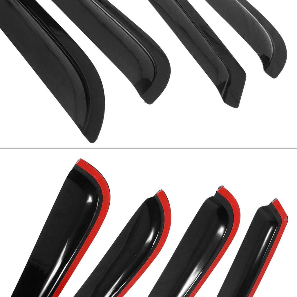 Window Visor Compatible With 2001-2006 Chevy Silverado GMC Sierra Crew Cab, Slim Style Acrylic Smoke Tinted 4PCS Sun Rain Shade Guard Wind Vent Air Deflector by IKON MOTORSPORTS, 2002 2003 2004 2005 Pack of 2 B773