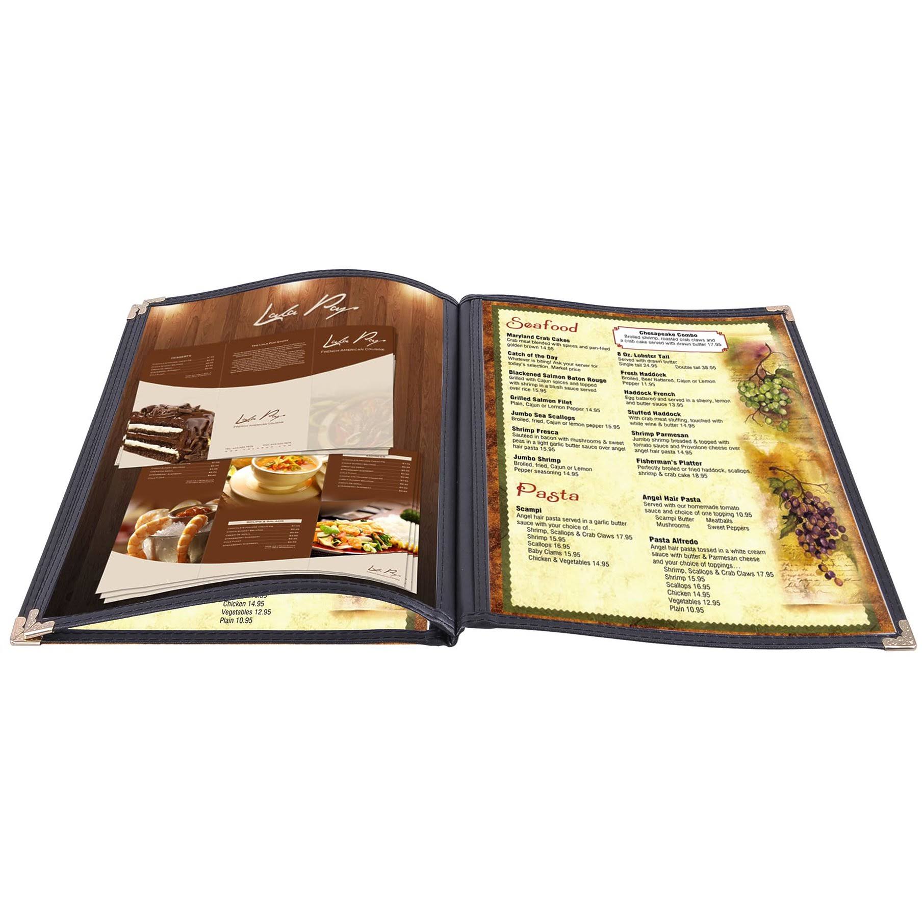 Black Triple Book Style Menu Covers 30 Pack H934