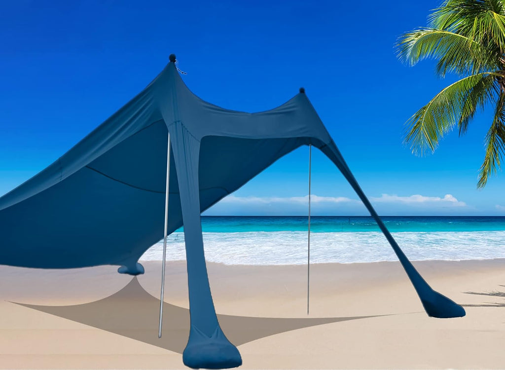Family Beach Tent Sunshade Pop Up Sun Shelter 4 Pole with Carry Bag C975