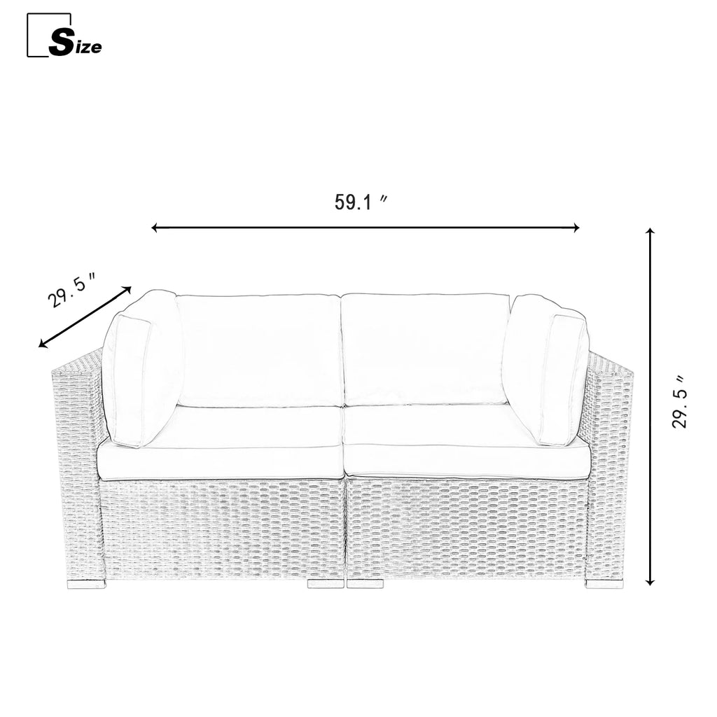 Blue 2-Piece Rattan Corner Sofa Set L308154
