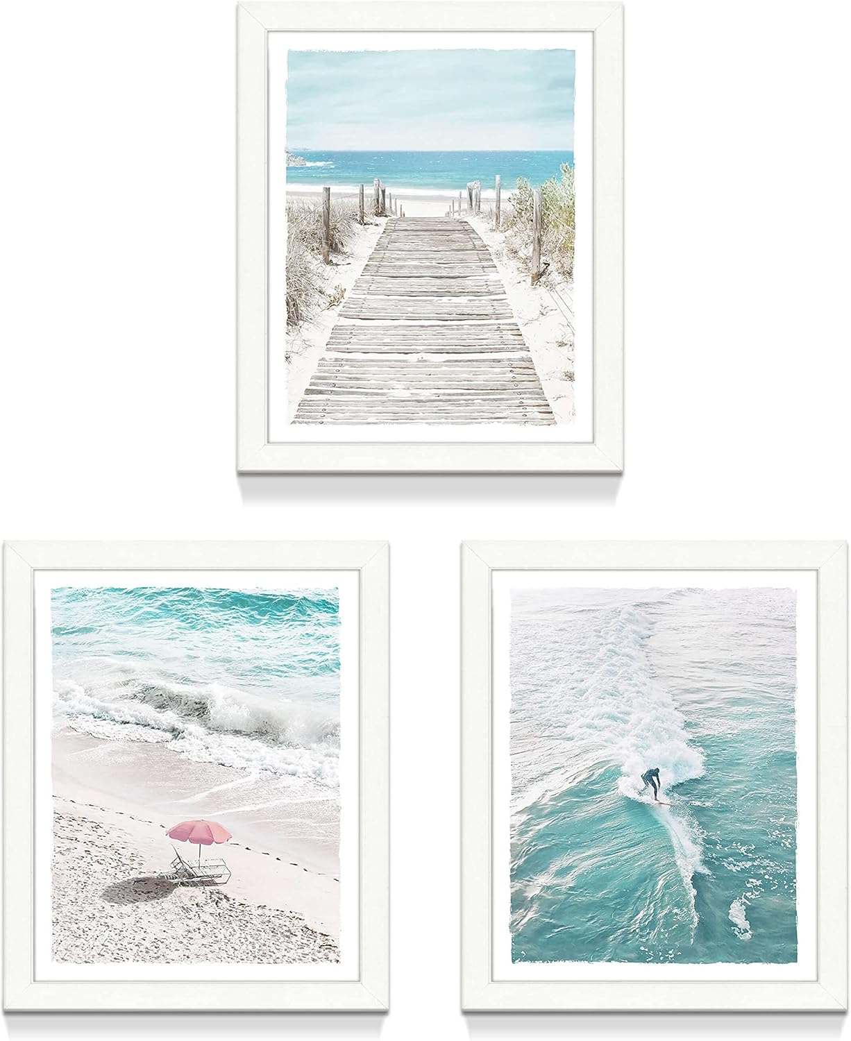 3 Piece Coastal Nautical Framed Wall Art Print D1155