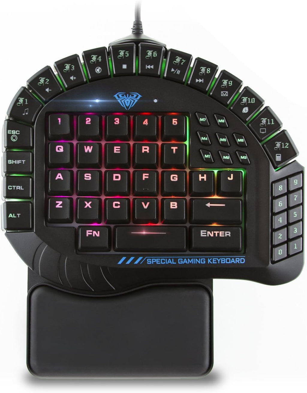 One Handed Mechanical Gaming Keyboard with Blue Switches and RGB Backlit Effects T579655