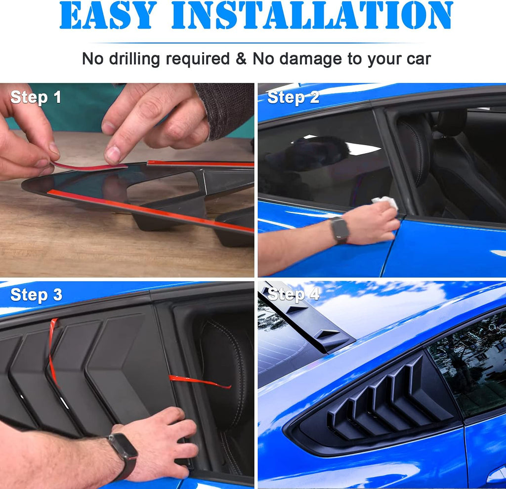 Matte Black Window Louvers for Ford Mustang 2015-2020 K2790