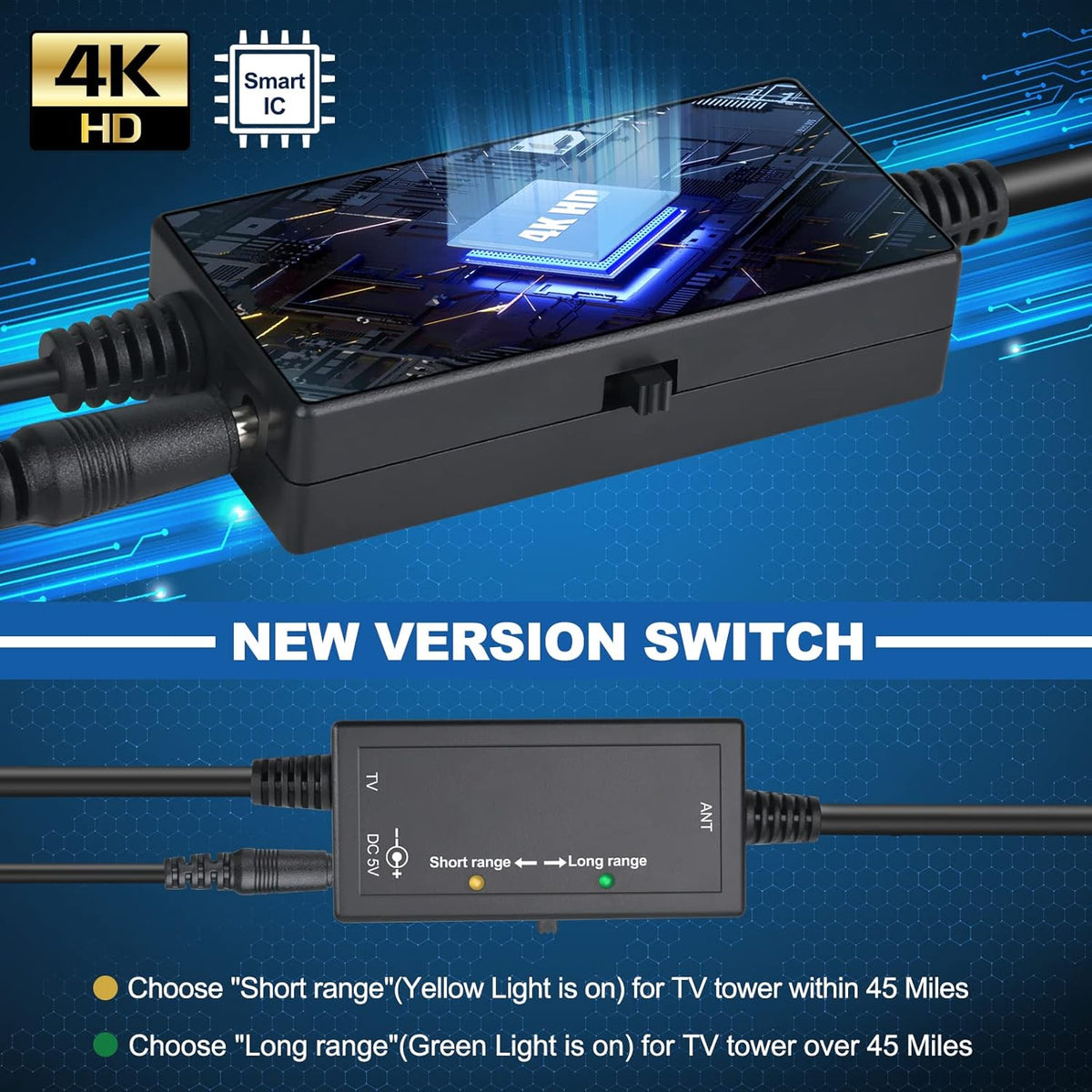 Amplified HD TV Antenna with 33ft Coaxial Cable G19583