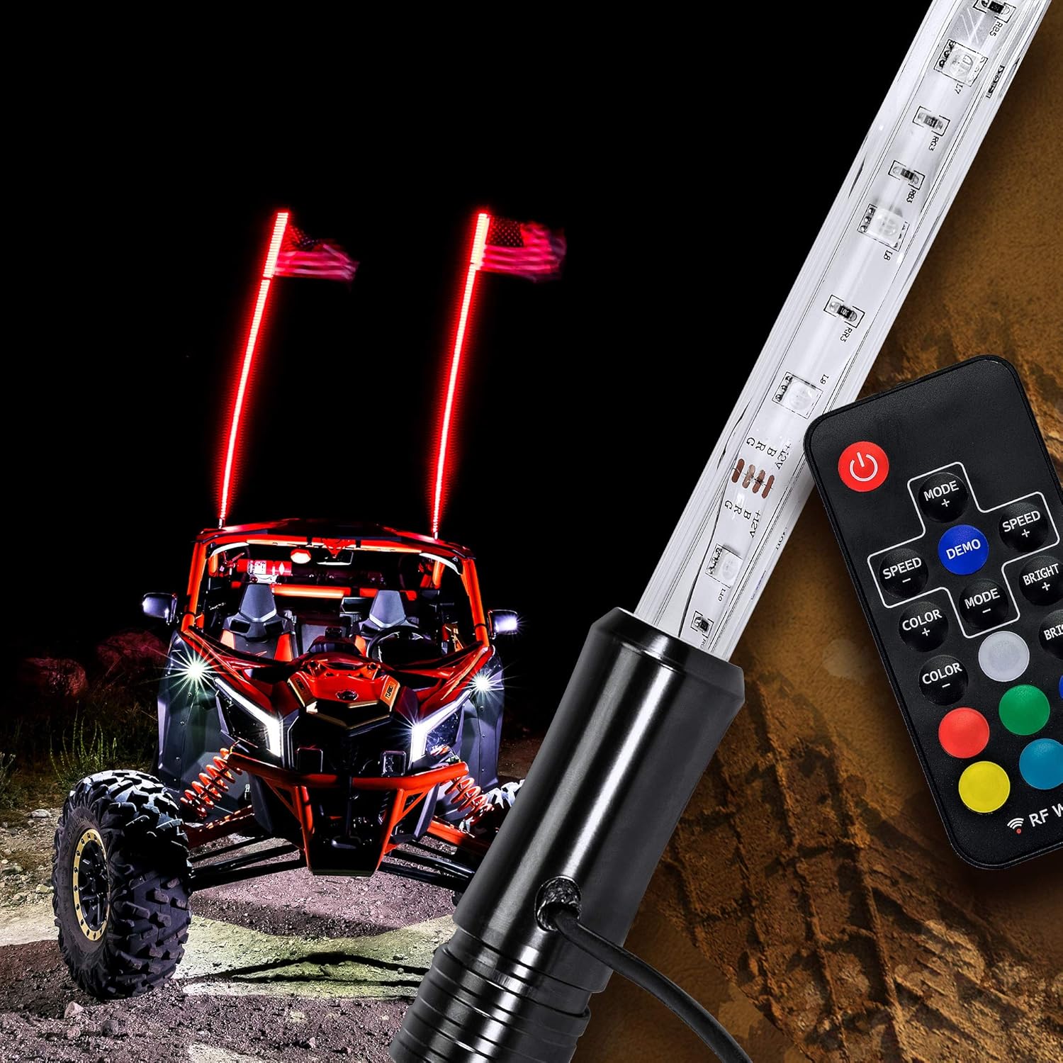 LED Whip Light Antenna for UTV ATV F596