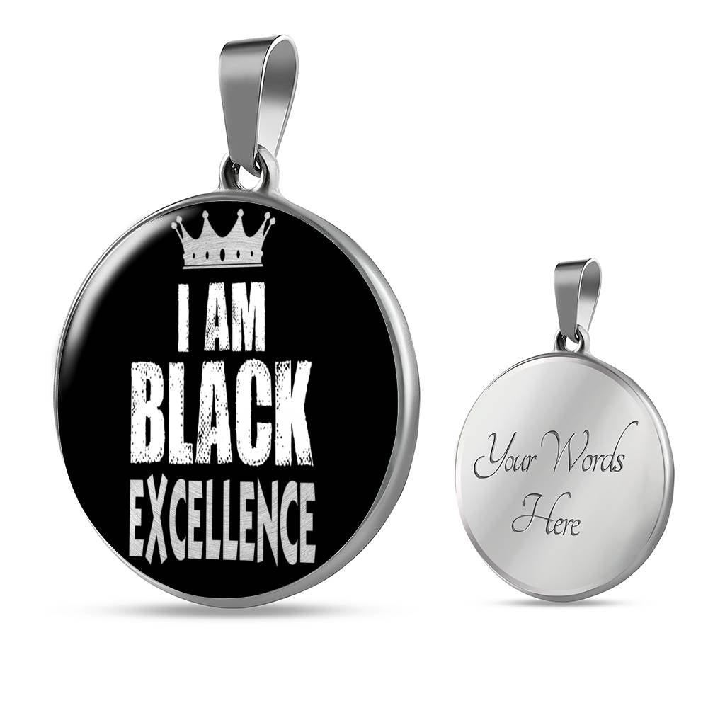 Black Excellence Circle Pendant Necklace Stainless Steel T24157