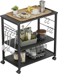 3 Tier Metal Kitchen Cart with Wheels and 10 Hooks W3242