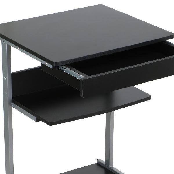 Compact Rolling Laptop Cart Desk with Drawer and Shelf G23572