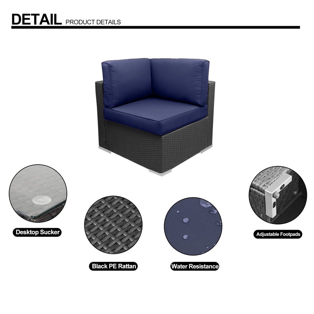 Blue 2-Piece Rattan Corner Sofa Set L308154