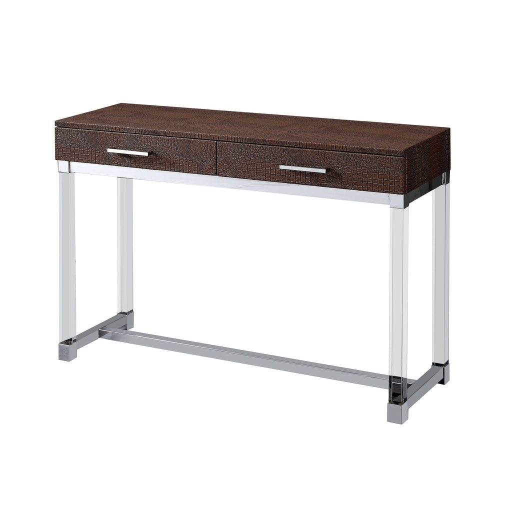 Brown Crocodile Textured Storage Sofa Table S1136