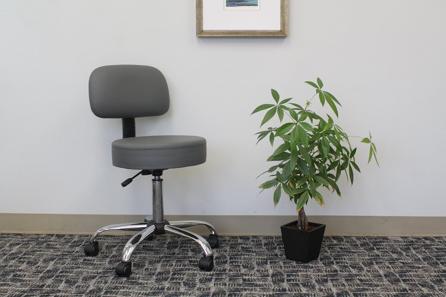 Grey Adjustable Drafting Stool with Back U401