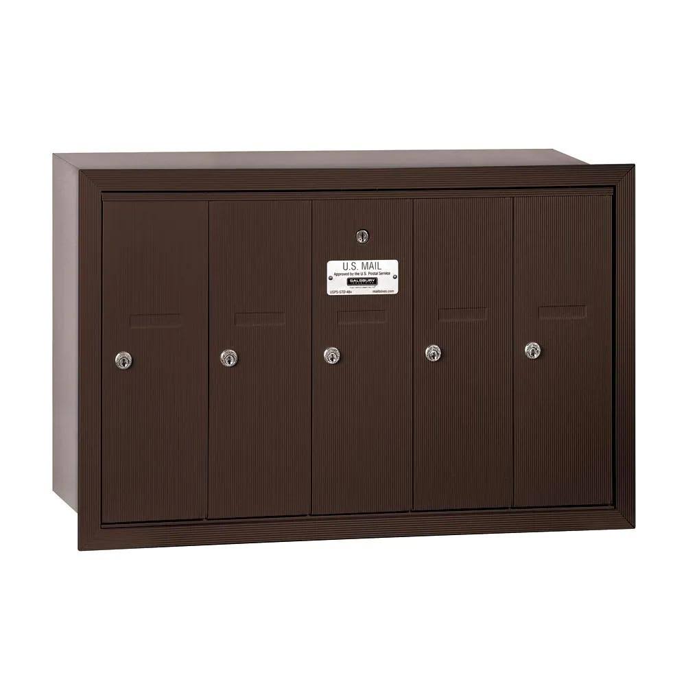 Bronze-Vertical Recessed Mounted Mailbox with 5 Doors P55915