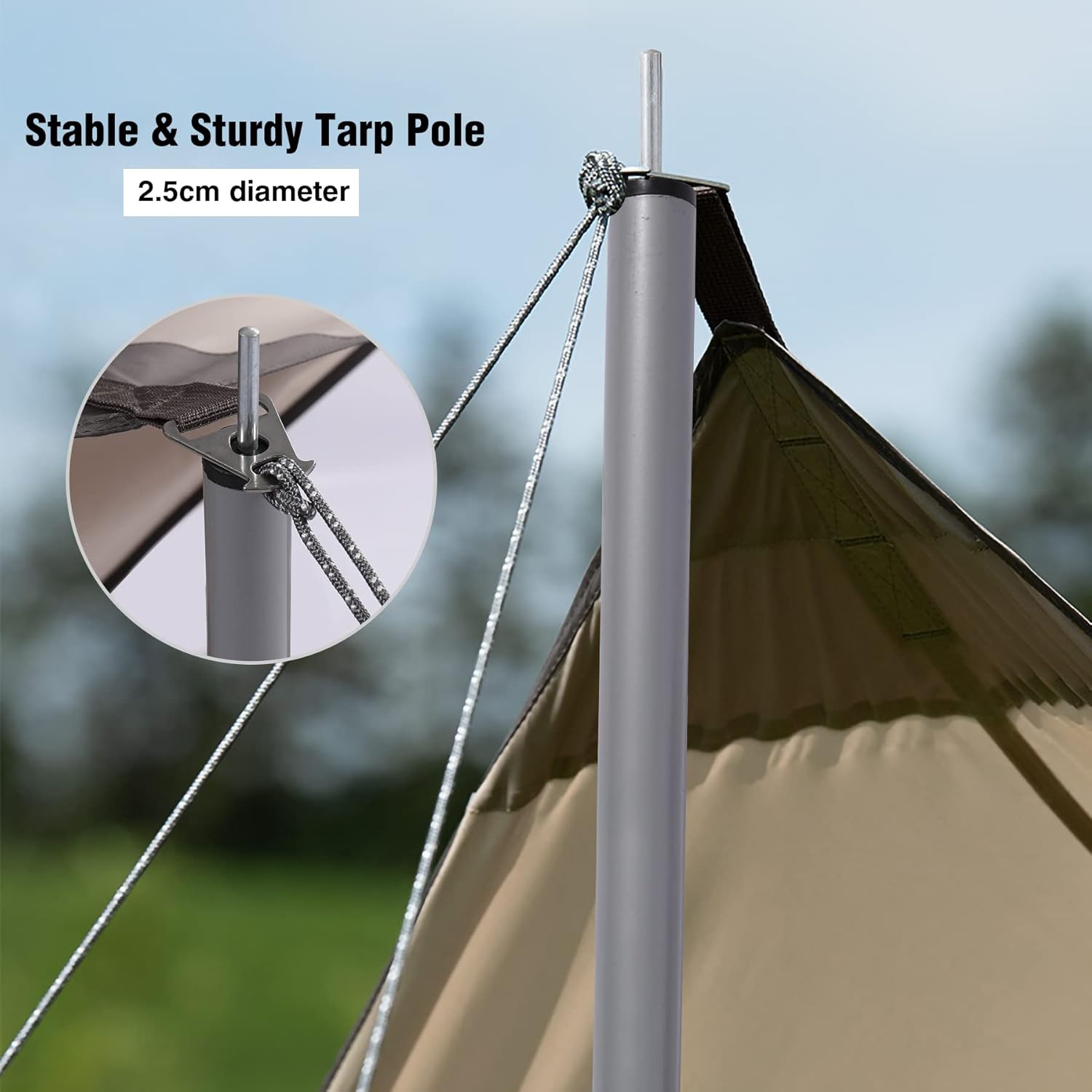 Camping Tent Tarp with Poles, 4-6 Person PU 3000mm Lightweight Awning Canopy Sun Shelter O134
