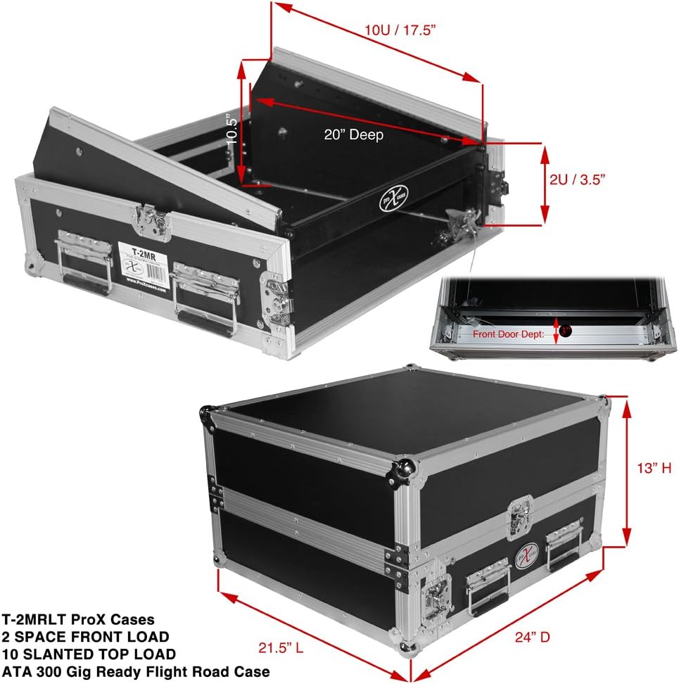 2 Space 10U Slant DJ Mixer Combo Rack with Sliding Laptop Shelf Q2977