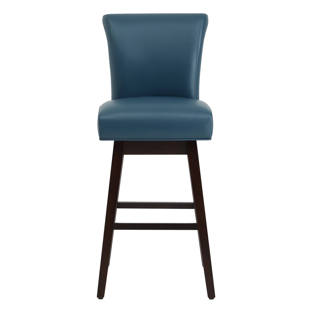 Dark Blue Faux Leather Upholstered Swivel Counter Bar Stools Set of 2 H141735