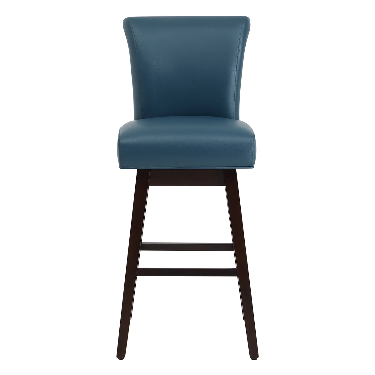 Dark Blue Faux Leather Upholstered Swivel Counter Bar Stools Set of 2 H141735