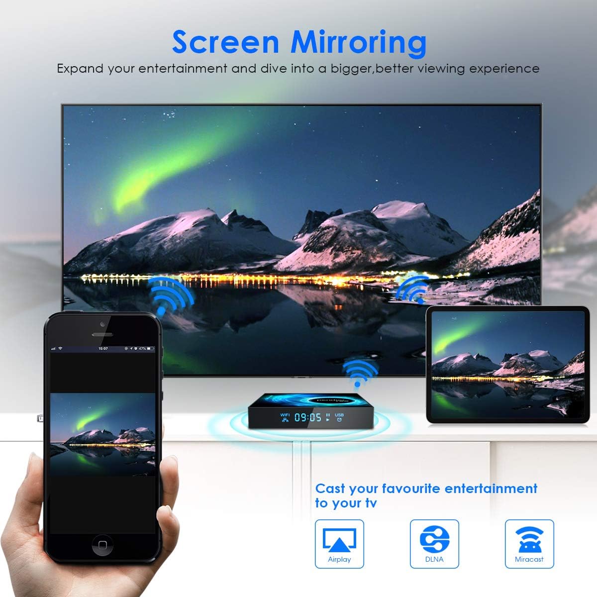 Android TV Box 4GB RAM 128GB ROM with Wireless Mini Keyboard, Quad-Core, Dual WiFi, 4K/6K USB 3.0 HDR, Pack of 2 W508